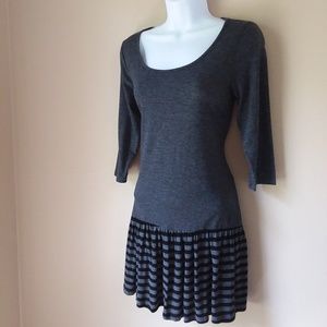 Grey Drop Waist Skater Dress One Clothing- S